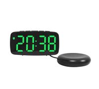YVAAASIYC Réveil numérique LED, Affichage de la température et Date, luminosité réglable, vibreur 12/24 h, Horloge électronique for Gros dormeurs(BG)