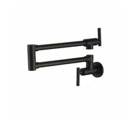 YVAAASIYC Robinet de Remplissage de Pot en Laiton chromé Nickel Noir, Robinet de Cuisine Mural, Robinet Simple Froid à Trou Unique, Bec Rotatif Pliant(Black)