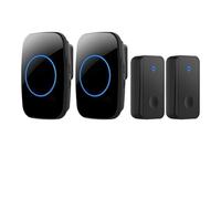 YVAAASIYC Sonnette de Porte sans Fil étanche Auto-alimentée, Kit Carillon for Maison Intelligente, Batterie, récepteur électrique à 1 ou 2 Boutons(2Button 2Receiver)