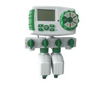 YVAAASIYC Système d'irrigation Automatique à 4 Zones, minuterie d'arrosage, système de contrôle d'eau Jardin avec 2 électrovannes(Green and White)