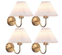 YVAMNAD Applique Murale Abat-jour PVC Éclairage Mural Appliques Murales Dorées Luminaires Muraux D'intérieur Applique Murale Plissée PVC Appliques Murales Vanité Luminaire Mural Câblé Lampes Murales C