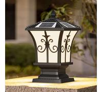 YVAMNAD Lampe Solaire pour Poteau/Pilier D'extérieur, Style Ferme Moderne, Luminaire D'extérieur, Pilier Étanche, Lanterne Solaire D'extérieur avec Verre pour Jardin, Patio, Chemin, Lampe sur Pied