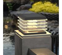 YVAMNAD Lumière Solaire De Chapeau De Poteau avec L'éclairage À Distance De Borne De Piédestal De LED Lampe De Pilier Moderne Imperméable À L'énergie Solaire