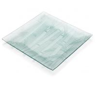 YVAN MOINS CHER Assiettes en Verre Carrées Décor Bamboo | Ensemble de 6 | Élégance et Détail Artisanaux Taille 25 cm Lave Vaisselle, Micro Onde