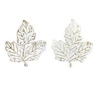 YVAN MOINS CHER Lot De 2 Pinces À Rideaux en Métal Décor Feuille Servant D'embrasse pour La Décoration De Vos Fenêtres Ou Baie- Petit Modèle-Cette Pince Servira d'attache pour Votre Voilage- Blanc/Or