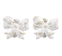 YVAN MOINS CHER Lot De 2 Pinces À Rideaux en Métal Décor Noeud Blanc-Or Embrasse Fenêtres-Baie- Petit Modèle.Pince attache Voilage