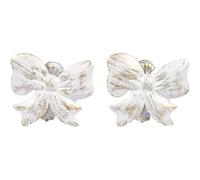 YVAN MOINS CHER Lot De 2 Pinces À Rideaux en Métal Décor Noeud Blanc/Or Servant D'embrasse pour La Décoration De Vos Fenêtres Ou Baie- Petit Modèle Cette Pince Servira d'attache pour Votre Voilage