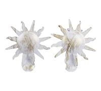 YVAN MOINS CHER Lot De 2 Pinces À Rideaux en Métal Décor Soleil Servant D'embrasse pour La Décoration De Vos Fenêtres Ou Baie- Grand Modèle Cette Pince Servira d'attache pour Votre Voilage- Blanc/Or