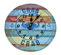 YVAN MOINS CHER Pendule Murale DIAM.28 cm Thème Mer pour Maison ou intérieur en Bordure de Plage, Port de pèche, Mouvement Silencieux,Petite Pouvant se Placer Partout, Cadeau pour Pêcheur, Mareyeur …