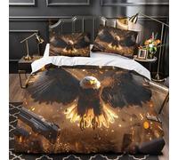 YVASPQRTW Aigle en vol 3D Imprimé Drap de Couette 3 pièces Microfibre hypoallergénique Faune Dynamique Housse de Couette 2 taies Anti-Tache déco Chambre Enfant Super King（260x220cm）
