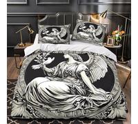 YVASPQRTW Ange avec Colombe 3D Imprimé Drap de Couette 3 pièces Microfibre hypoallergénique Gravure Classique Housse de Couette 2 taies Entretien Facile Adultes Famille Double（200x200cm）