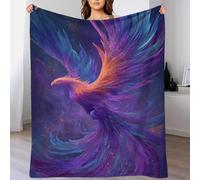 YVASPQRTW Anti-Bouloche Thème Crânes Halloween Feu Horreur Couverture Micro-Polaire, Chat Gardien Mystique Plaid Voyage Camping Hommes Femmes, 70x80inch(180x200cm)
