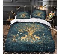 YVASPQRTW Arbre Magique 3D Imprimé Housse de Couette Microfibre Anti-Decoloration Forêt Fantastique Drap de Couette 2 taies éclair dissimulé déco Famille Double（200x200cm）