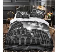 YVASPQRTW Arène Antique 3D Imprimé Housse de Couette Microfibre léger Style de Monument Historique Drap de Couette 2 taies éclair Enfants Adolescents Single（140x200cm）