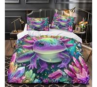 YVASPQRTW Axolotl Fantastique 3D Imprimé Housse de Couette Microfibre résistante Fantaisie Magique Drap de Couette 2 taies Anti-Decoloration déco Famille King（220x240cm）
