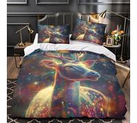 YVASPQRTW Cerf Magique 3D Imprimé Housse de Couette 3 pièces Microfibre hypoallergénique Fantaisie Drap de Couette 2 taies Anti-Decoloration Adolescents Adultes Double（200x200cm）