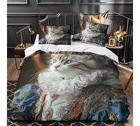 YVASPQRTW Chat Royal 3D Imprimé Housse de Couette 3 pièces Microfibre Lavable Machine majestueux de l'époque Victorienne Drap de Couette 2 taies inaltérable déco Chambre Couple King（220x240cm）