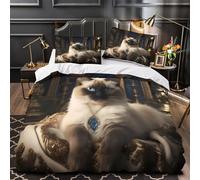 YVASPQRTW Chat Royal 3D Imprimé Housse de Couette Microfibre éclair dissimulé Fantaisie Royale Drap de Couette 2 taies éclair garçons Filles Double（200x200cm）