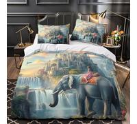 YVASPQRTW château Fantastique 3D Imprimé Housse de Couette Microfibre Lavable Machine féerie Magique Drap de Couette 2 taies hypoallergénique déco Famille Double（200x200cm）