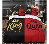 YVASPQRTW Couronne du Roi 3D Imprimé Housse de Couette Microfibre léger Typographie Royale Drap de Couette 2 taies Anti-Tache Adolescents Jeunes Adultes Super King（260x220cm）