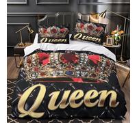 YVASPQRTW Couronne Royale 3D Imprimé Drap de Couette Microfibre léger GlamorousQueenStyle Housse de Couette 2 taies Anti-Tache garçons Filles Single (135x200cm)