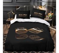 YVASPQRTW dés d'or 3D Imprimé Housse de Couette 3 pièces Microfibre Anti-Tache Jeu de Casino Drap de Couette 2 taies léger Adolescents Adultes King（220x240cm）
