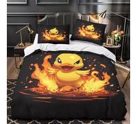 YVASPQRTW Dessin animé de Canard de feu 3D Imprimé Drap de Couette Microfibre Lavable Machine Adorable thème de feu Housse de Couette 2 taies hypoallergénique Adultes Couples Single (135x200cm)
