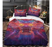 YVASPQRTW Dragon 3D Imprimé Drap de Couette Microfibre Lavable Machine Neon Fantasy Housse de Couette 2 taies inaltérable déco Famille Double（200x200cm）