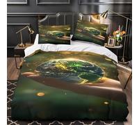 YVASPQRTW EarthGlowSphere 3D Imprimé Drap de Couette Microfibre éclair caché Style Magique de la Nature Housse de Couette 2 taies Anti-Decoloration déco Chambre Couple Single (135x200cm)