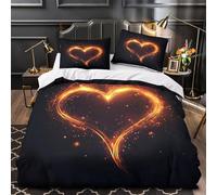 YVASPQRTW Effet de Lueur du cœur 3D Imprimé Drap de Couette Microfibre léger Design Magique et Lumineux Housse de Couette 2 taies Anti-Tache déco Chambre ado Single (135x200cm)