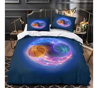 YVASPQRTW énergie du Basketball 3D Imprimé Housse de Couette Microfibre éclair caché numérique Drap de Couette 2 taies Lavable Machine garçons Enfants Single（140x200cm）