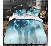 YVASPQRTW Esprit du Loup des neiges 3D Imprimé Housse de Couette Microfibre hypoallergénique créature Fantastique et Mystique Drap de Couette 2 taies léger pour Famille invités Super King（260x220cm）