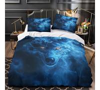 YVASPQRTW Esprit du Loup Mystique 3D Imprimé Drap de Couette 3 pièces Microfibre Anti-Decoloration Fantasy Digital Housse de Couette 2 taies Entretien Facile Couples Famille Single（140x200cm）