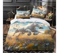YVASPQRTW Fantaisie de Licorne 3D Imprimé Housse de Couette Microfibre hypoallergénique Illustration de créature Magique Drap de Couette 2 taies résistante déco Chambre ado Double（200x200cm）