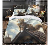 YVASPQRTW Fantaisie du Chat ailé 3D Imprimé Drap de Couette Microfibre hypoallergénique Animal Magique Housse de Couette 2 taies inaltérable déco Famille King（220x240cm）