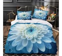 YVASPQRTW Fleur Blanche 3D Imprimé Housse de Couette 3 pièces Microfibre Respirant Photographie de Nature Drap de Couette 2 taies résistante déco Famille King（220x240cm）