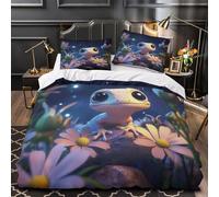 YVASPQRTW Gecko Mignon 3D Imprimé Drap de Couette 3 pièces Microfibre Lavable Machine scène de Nuit Fantastique Housse de Couette 2 taies éclair caché Adultes Couples Super King（260x220cm）