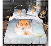 YVASPQRTW Hamster Mignon 3D Imprimé Housse de Couette Microfibre éclair dissimulé Animal de Compagnie Drap de Couette 2 taies Anti-Tache déco Chambre Adulte King（220x240cm）