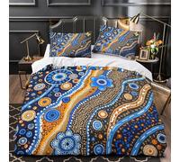 YVASPQRTW Indigène 3D Imprimé Housse de Couette Microfibre Entretien Facile Peinture à Pois aborigène Drap de Couette 2 taies Anti-Decoloration déco Chambre ado Super King（260x220cm）