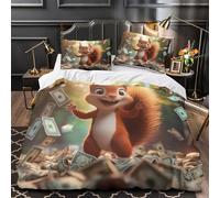 YVASPQRTW La Joie des écureuils 3D Imprimé Drap de Couette 3 pièces Microfibre éclair dissimulé Housse de Couette 2 taies éclair dissimulé déco Chambre Adulte Super King（260x220cm）
