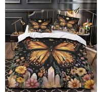 YVASPQRTW Lune Papillon 3D Imprimé Drap de Couette Microfibre Respirant Illustration Magique de la Nature Housse de Couette 2 taies Anti-Tache Adultes Couples Single（140x200cm）