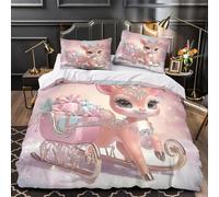 YVASPQRTW Mignons Rennes 3D Imprimé Housse de Couette 3 pièces Microfibre Lavable Machine féerie de Noël Drap de Couette 2 taies léger Filles Enfants Double（200x200cm）