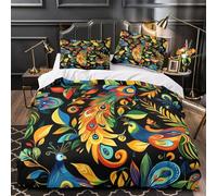 YVASPQRTW Motifs de Paon 3D Imprimé Housse de Couette Microfibre résistante Gens colorés Drap de Couette 2 taies Anti-Decoloration Adolescents Jeunes Adultes Double（200x200cm）