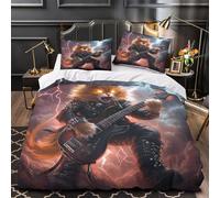 YVASPQRTW Musicien Rock 3D Imprimé Drap de Couette 3 pièces Microfibre léger Fantasy Rock Housse de Couette 2 taies Respirant Adultes Couples King（220x240cm）