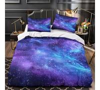 YVASPQRTW nébuleuse Cosmique 3D Imprimé Housse de Couette 3 pièces Microfibre inaltérable Espace étoilé Drap de Couette 2 taies Anti-Decoloration Adultes Famille Single (135x200cm)