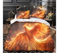 YVASPQRTW Oiseau de feu Mythique 3D Imprimé Housse de Couette Microfibre résistante Fantasy numérique Drap de Couette 2 taies hypoallergénique Couples Famille Double（200x200cm）