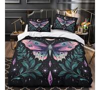 YVASPQRTW Papillon Magique 3D Imprimé Drap de Couette 3 pièces Microfibre Lavable Machine Conception Fantastique Housse de Couette 2 taies Respirant Filles Enfants King（220x240cm）