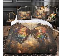 YVASPQRTW Papillon Magique 3D Imprimé Housse de Couette Microfibre hypoallergénique Forêt Fantastique Drap de Couette 2 taies Anti-Decoloration Adolescents Jeunes Adultes Single (135x200cm)