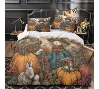 YVASPQRTW Parure De Lit 3D Imprimée Ferme récolte Luxueuse Country Style Microfibre Douce Et Confortable avec Fermeture Éclair Housse De Couette Taie d'oreiller Super King（260x220cm）