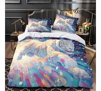 YVASPQRTW Parure De Lit 3D Imprimée White Tigre Élégante Artistic animauxs Microfibre Douce Et Confortable avec Housse De Couette Et Taie Single（140x200cm）